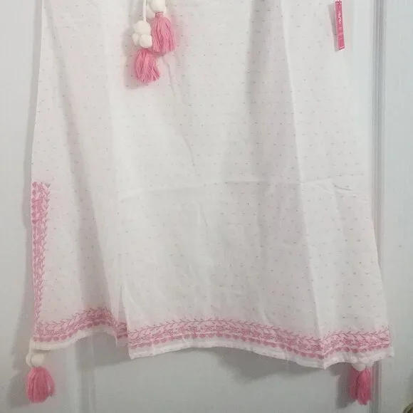 Simply Southern Swiss Dot Tassel Dress With Pink Size Large  NWT - Picture 2 of 3